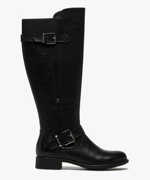 Bottes femme à talon plat empiècement matelassé vue2 - GEMO (CASUAL) - GEMO