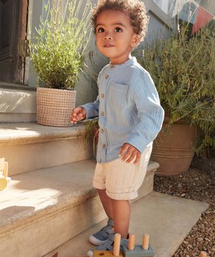Chemise bébé garçon à manches longues en double gaze vue4 - GEMO(BEBE DEBT) - GEMO