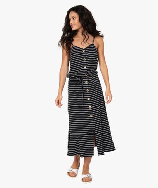 Robe femme en maille côtelée à fines bretelles vue1 - GEMO(FEMME PAP) - GEMO