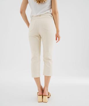 Pantacourt slim taille haute en coton stretch avec ceinture à nouer femme vue3 - GEMO 4G FEMME - GEMO