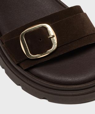 Sandales à semelle crantée dessus cuir femme - Tanéo vue6 - TANEO - GEMO