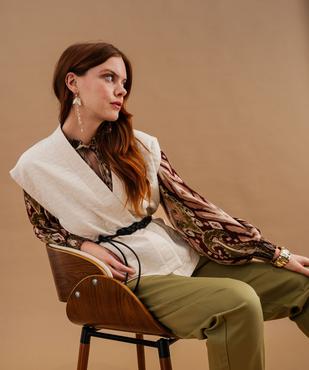 Veste kimono courte sans manches en jacquard femme vue4 - GEMO(FEMME PAP) - GEMO