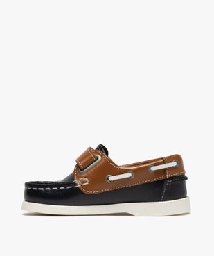 Chaussures bateau garçon dessus cuir à fermeture scratch Dessus cuir lisse bicolore vue3 - GEMO (ENFANT) - GEMO