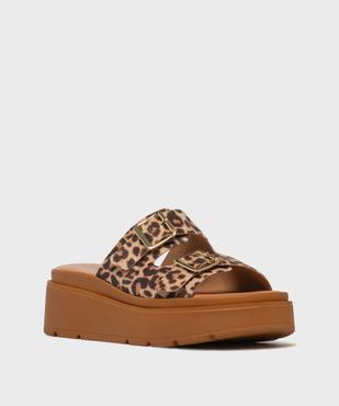 Mules à semelle plateforme motif animalier femme vue2 - 5 MILES - GEMO