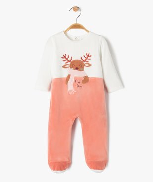 Pyjama dors-bien en velours avec motif cerf bébé fille vue1 - GEMO(BEBE DEBT) - GEMO