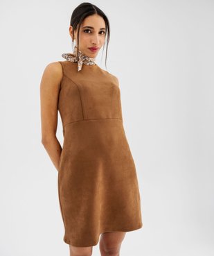 Robe chasuble sans manches en suédine extensible vue4 - GEMO(FEMME PAP) - GEMO