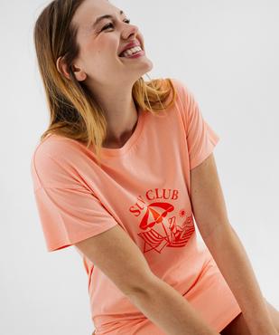 Chemise de nuit manches courtes en jersey de coton femme vue1 - GEMO 4G FEMME - GEMO