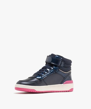Baskets fille mid-cut à scratch avec détails vernis et pailletés - Geox vue3 - GEOX - GEMO