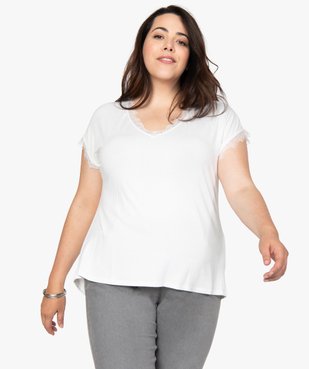 Tee-shirt femme sans manches avec finitions dentelle vue1 - GEMO (G TAILLE) - GEMO