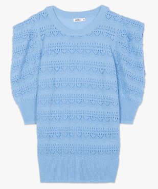 Pull femme à manches courtes en maille ajourée vue4 - GEMO(FEMME PAP) - GEMO