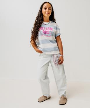 Jean coupe barrel coloris délavé fille vue5 - GEMO 4G FILLE - GEMO