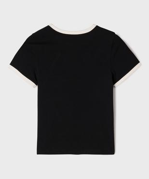Tee-shirt manches courtes avec inscription et finitions contrastantes fille vue3 - GEMO 4G FILLE - GEMO