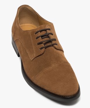 Derbies homme unis dessus en cuir velours vue5 - GEMO(URBAIN) - GEMO