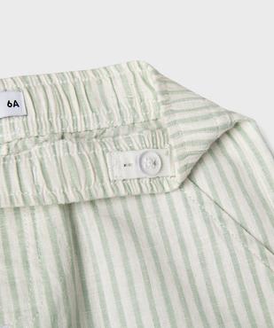 Bermuda en lin et coton rayé garçon vue2 - GEMO 4G GARCON - GEMO