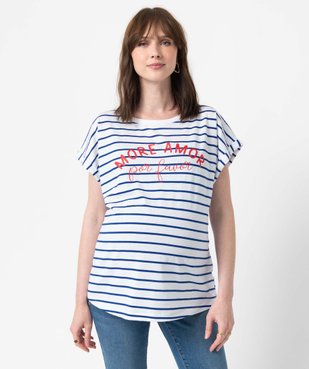 Tee-shirt de grossesse à rayures avec inscription vue2 - GEMO (MATER) - GEMO