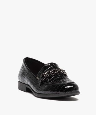Mocassins femme vernies effet croco avec bride à chaîne vue2 - GEMO (CASUAL) - GEMO