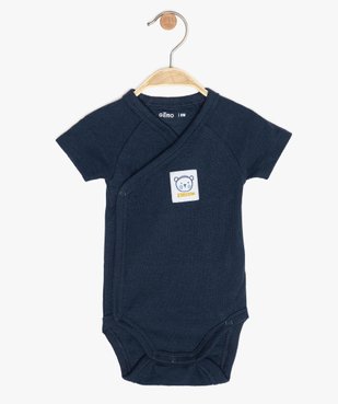 Body bébé garçon côtelé fermeture croisée vue1 - GEMO C4G BEBE - GEMO