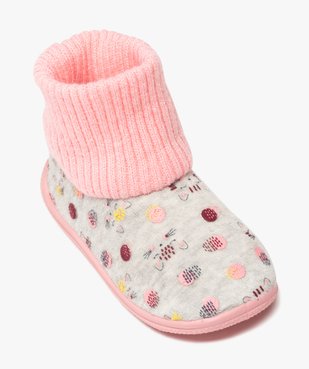 Chaussons bébé fille boots en velours imprimé et bord côte vue5 - GEMO C4G BEBE - GEMO