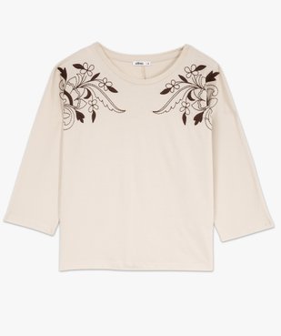 Tee-shirt manches 3/4 avec motifs brodés femme vue4 - GEMO(FEMME PAP) - GEMO