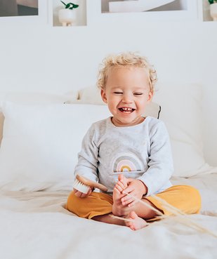 Pyjama bébé fille 2 pièces en velours à imprimé pailleté vue3 - GEMO(BB COUCHE) - GEMO