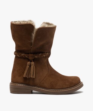 Boots fille zippées dessus cuir et col fourrure imitation vue1 - GEMO (ENFANT) - GEMO