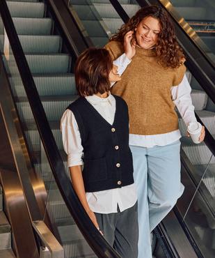 Pull sans manches avec maille ajourée sur l’avant femme grande taille vue1 - GEMO (G TAILLE) - GEMO