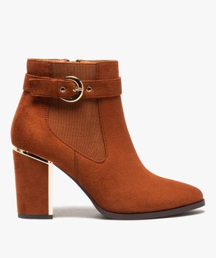 Boots femme à talon unis en suédine détails métallisés vue1 - Nikesneakers(URBAIN) - Nikesneakers