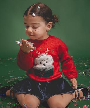 Pull de Noël en maille douce et chaude bébé fille vue1 - GEMO(BEBE DEBT) - GEMO