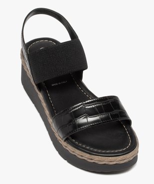Sandales femme à talon compensé et brides élastiques vue5 - GEMO(URBAIN) - GEMO