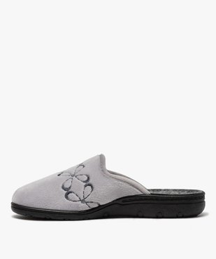 Chaussons pour femme mules dessus velours brodé vue3 - GEMO(HOMWR FEM) - GEMO