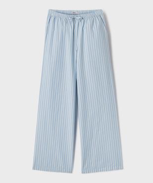 Pantalon large en coton rayé à taille élastiquée fille vue1 - GEMO (JUNIOR) - GEMO