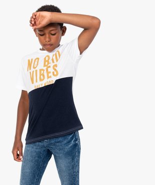 Tee-shirt garçon à manches courtes avec message vue1 - GEMO (ENFANT) - GEMO