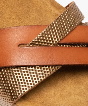 Sandales femme compensées dessus cuir et métal - Tanéo vue6 - TANEO - GEMO