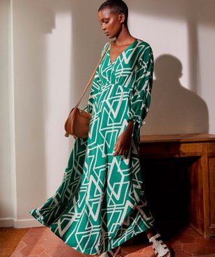 Robe femme imprimée avec manches 3/4 vue1 - GEMO(FEMME PAP) - GEMO