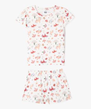 Pyjashort à motifs licornes avec manches à volants fille vue1 - GEMO 4G FILLE - GEMO