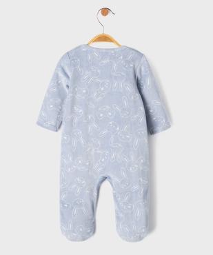 Pyjama en velours à motifs lapins fermeture devant bébé garçon vue3 - GEMO 4G BEBE - GEMO