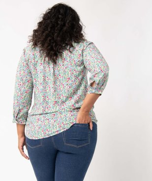 Blouse femme grande taille à manches 3/4 avec col V et fermeture boutons vue3 - GEMO (G TAILLE) - GEMO