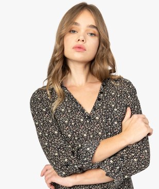 Blouse femme fluide à motifs et col v à boutons vue2 - GEMO(FEMME PAP) - GEMO