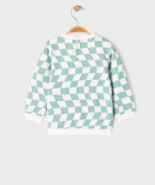 Sweat à damiers avec inscription en maille bouclette bébé garçon vue4 - GEMO 4G BEBE - GEMO