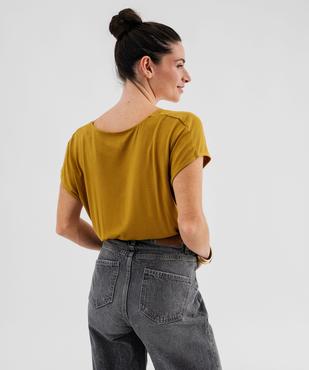 Tee-shirt manches ultra courtes avec col V en dentelle femme vue3 - GEMO 4G FEMME - GEMO