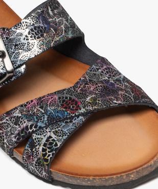 Mules plates avec brides scintillantes en cuir femme vue7 - PIU NATURA - GEMO