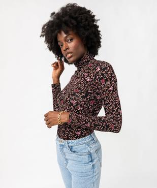 Tee-shirt manches longues et col roulé imprimé femme vue1 - GEMO 4G FEMME - GEMO