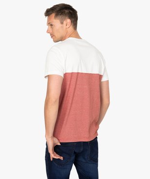 Tee-shirt homme à manches courtes bicolore uni/rayé vue3 - GEMO (HOMME) - GEMO