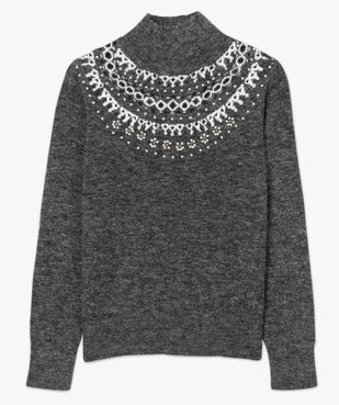 Pull femme à col montant avec décolleté fantaisie vue4 - GEMO(FEMME PAP) - GEMO