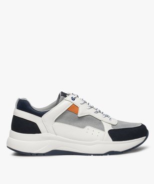 Baskets homme avec jeu de matières vue1 - GEMO (CASUAL) - GEMO