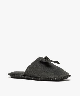 Chaussons femme forme mules en velours ras et nœud pailleté vue2 - GEMO(HOMWR FEM) - GEMO