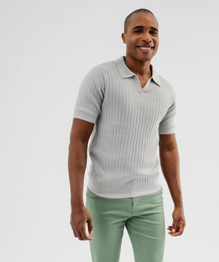 Polo en maille côtelée à encolure ouverte homme vue1 - GEMO 4G HOMME - GEMO