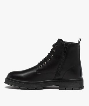 Boots homme unies à semelle crantée style rock vue3 - GEMO (CASUAL) - GEMO
