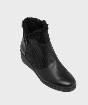 Bottines fourrées en cuir à talon compensée gamme confort femme vue5 - G'FLEX GEMO FOR GOOD - GEMO