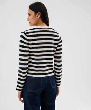 Gilet rayé à fermeture croisée esprit marin femme vue3 - GEMO 4G FEMME - GEMO